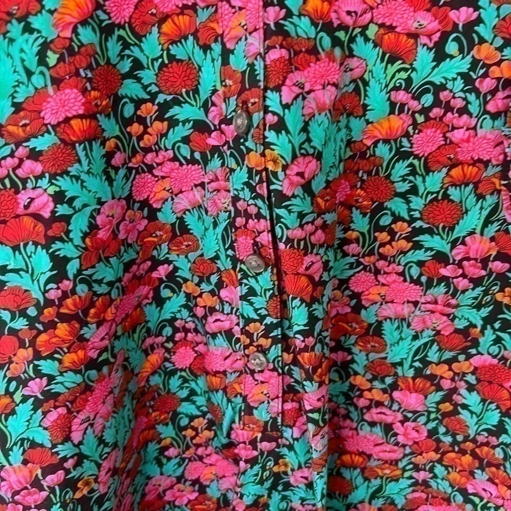 J.Crew Classic cotton Puff-sleeve top in Ratti® Red blooms